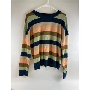 Hem & Thread Sweater Women's Size Large Multicolor Stripe Pullover Elbow Pads